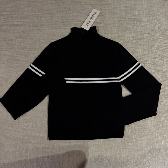 Urban Outfitters Angelo Mock Neck Black White Stripe Pullover Sweater XS NWT NEW - Picture 5 of 7